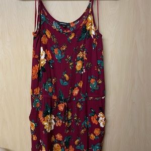 Red floral romper